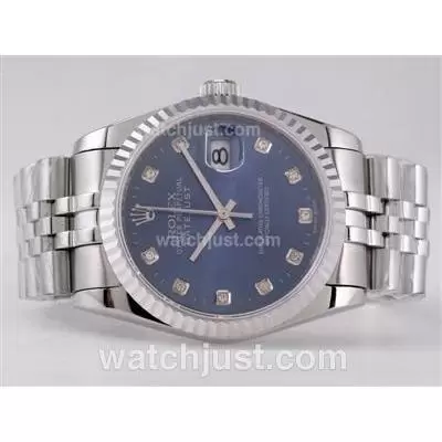 Rolex Datejust Automatic Movement With Blue Dial Diamond Marking