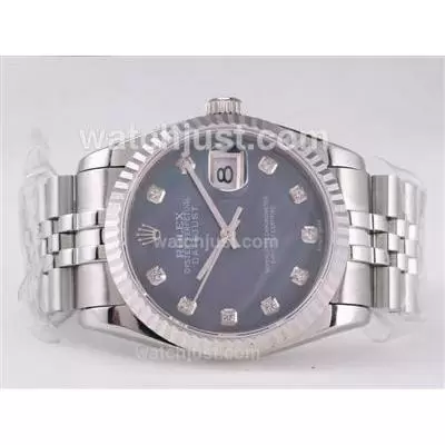 Rolex Datejust Automatic Movement With Blue Mop Dial Diamond Marking