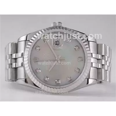 Rolex Datejust Automatic Movement With Gray Mop Dial Diamond Marking