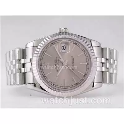 Rolex Datejust Automatic Movement With Gray Dial Stick Marking