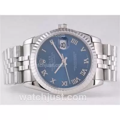 Rolex Datejust Automatic Movement With Blue Dial Roman Marking