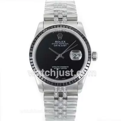 Rolex Datejust Automatic Movement With Black Ruby Bezel Pearl Black Dial