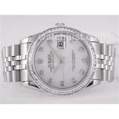 Rolex Datejust Automatic Movement Cz Diamond Bezel With Mop Dial Diamond Marking