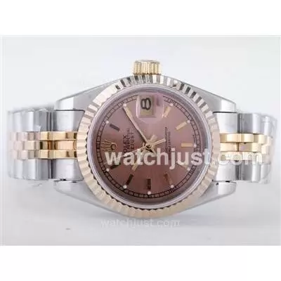 Rolex Datejust Automatic Movement Two Tone With Champagne Dial Stick Marking Lady Size