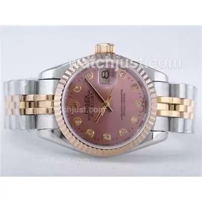 Rolex Datejust Automatic Movement Two Tone With Champagne Dial Diamond Marking Lady Size