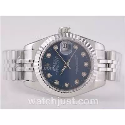 Rolex Datejust Automatic Movement With Blue Dial Diamond Marking Lady Size