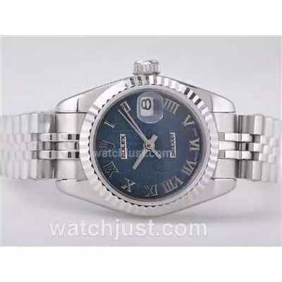 Rolex Datejust Automatic Movement With Blue Computer Dial Roman Marking Lady Size