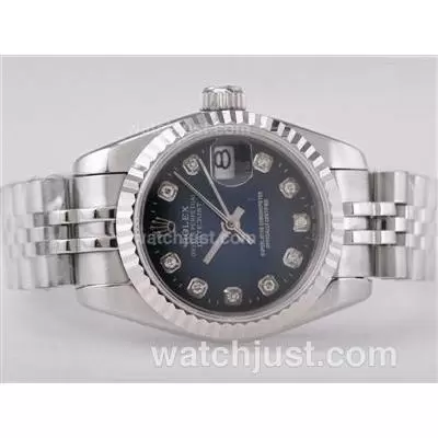 Rolex Datejust Automatic Movement With Blue Dial Diamond Marking Lady Size