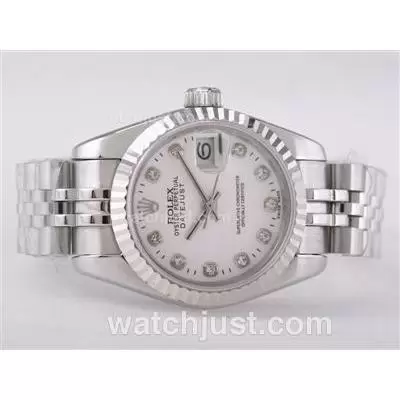 Rolex Datejust Automatic Movement With White Dial Diamond Marking Lady Size