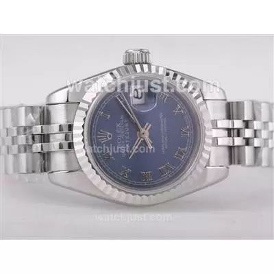 Rolex Datejust Automatic Movement With Blue Dial Roman Marking Lady Size