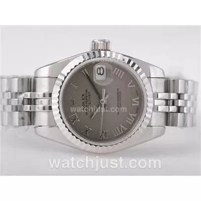 Rolex Datejust Automatic Movement With Gray Dial Roman Marking Lady Size