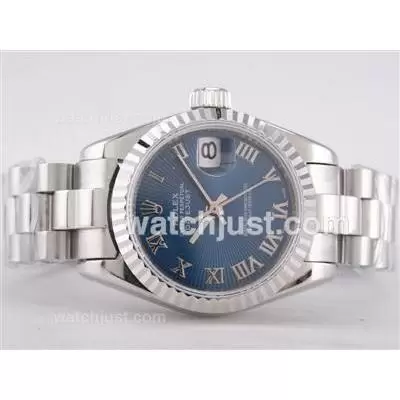 Rolex Datejust Automatic Movement With Blue Dial Roman Marking Lady Size