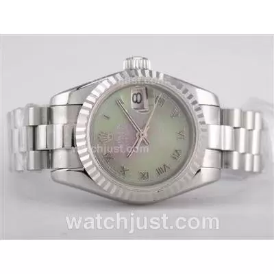 Rolex Datejust Automatic Movement With Green Mop Dial Roman Marking Lady Size