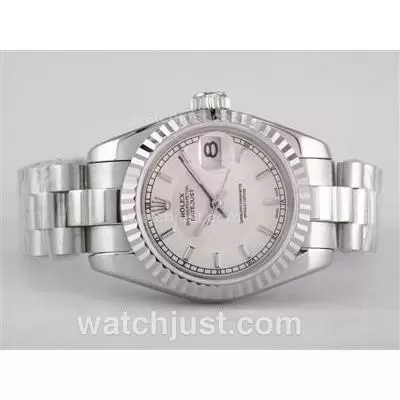 Rolex Datejust Automatic Movement With White Dial Stick Marking Lady Size