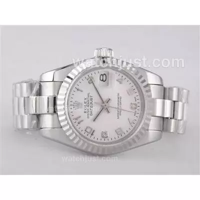 Rolex Datejust Automatic Movement With White Dial Number Marking Lady Size