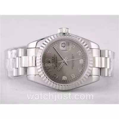 Rolex Datejust Automatic Movement With Gray Dial Number Marking Lady Size