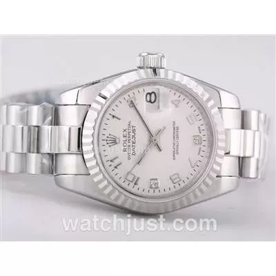 Rolex Datejust Automatic Movement With White Dial Number Marking Lady Size