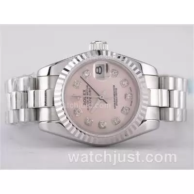 Rolex Datejust Automatic Movement With Pink Mop Dial Diamond Marking Lady Size