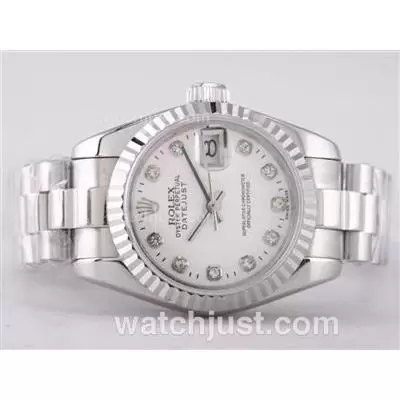 Rolex Datejust Automatic Movement With White Dial Diamond Marking Lady Size