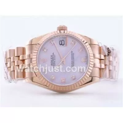 Rolex Datejust Automatic Movement Full Rose Gold With Pink Mop Dial Mid Size