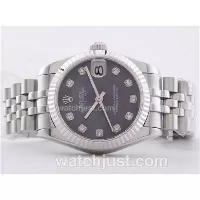 Rolex Datejust Automatic Movement With Black Mop Dial Mid Size