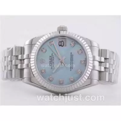 Rolex Datejust Automatic Movement With Blue Mop Dial Mid Size