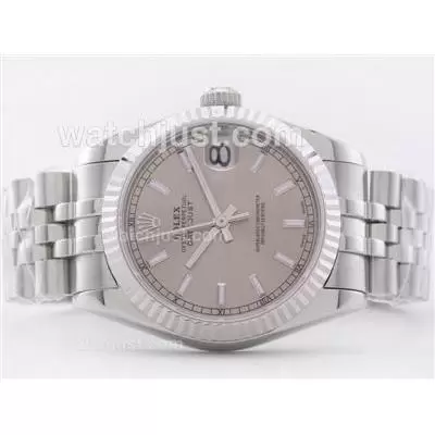 Rolex Datejust Automatic Movement With Gray Dial Stick Marking Mid Size