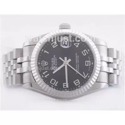 Rolex Datejust 2836 Black Dial With Arabic Numerals Mid Size