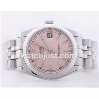 Rolex Datejust 2836 Pink Dial With Stick Marking Mid Size