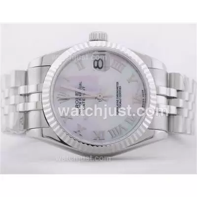 Rolex Datejust 2836 Mop Dial With Roman Numerals Mid Size