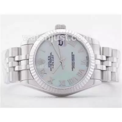 Rolex Datejust 2836 Mop Dial With Roman Numerals Mid Size