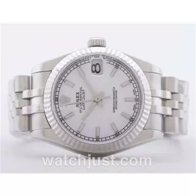 Rolex Datejust 2836 White Dial With Stick Marking Mid Size