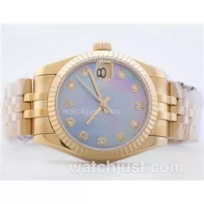 Rolex Datejust 2836 Full Gold Mop Dial With Diamond Marking Mid Size