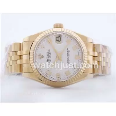 Rolex Datejust 2836 Full Gold White Dial With Arabic Numerals Mid Size