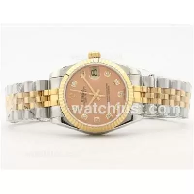 Rolex Datejust 2836 Two Tone Champagne Dial With Diamond Marking Mid Size