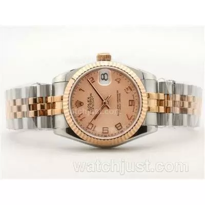 Rolex Datejust 2836 Two Tone Rose Gold Dial With Arabic Numerals Mid Size