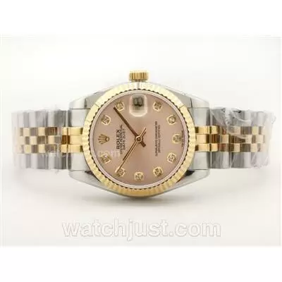 Rolex Datejust 2836 Two Tone Champagne Dial With Diamond Marking Mid Size