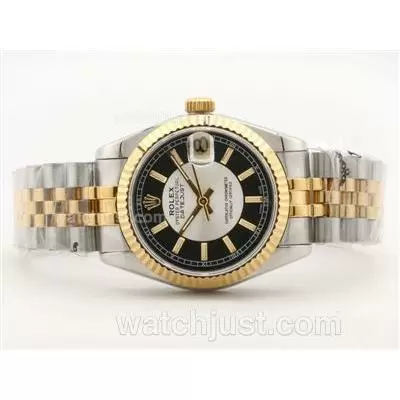 Rolex Datejust 2836 Two Tone White Dial With Sticker Marking Mid Size