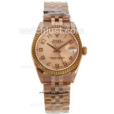 Rolex Datejust 2836 Full Rose Gold With Arabic Numerals Mid Size