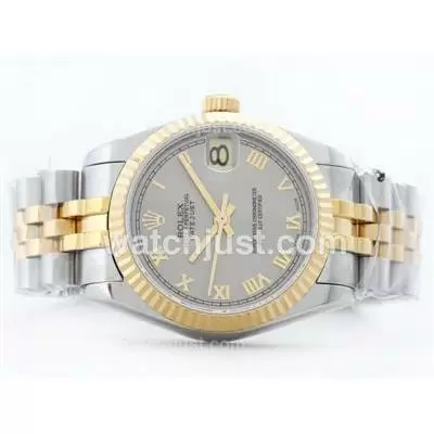 Rolex Datejust 2836 Two Tone Gray Dial With Roman Marking Mid Size