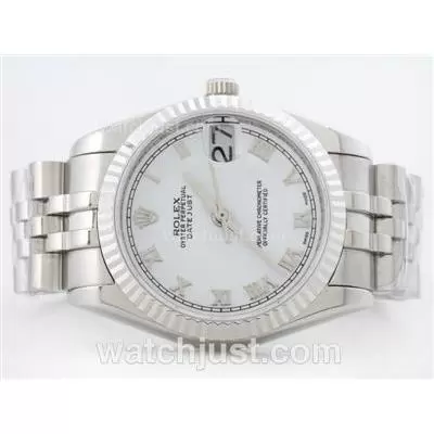 Rolex Datejust 2836 White Dial With Roman Marking Mid Size