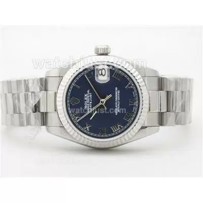 Rolex Datejust 2836 Blue Dial With Roman Marking Mid Size