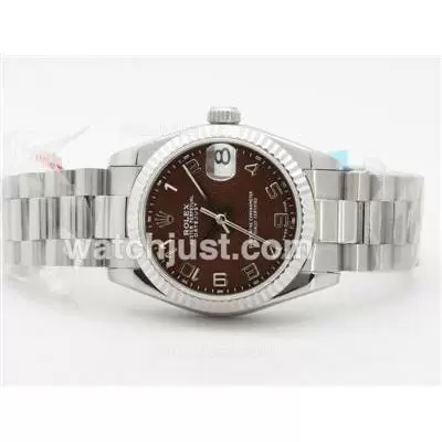 Rolex Datejust 2836 Brown Dial With Arabic Marking Mid Size