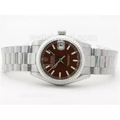 Rolex Datejust 2836 Brown Dial With Stick Marking Mid Size