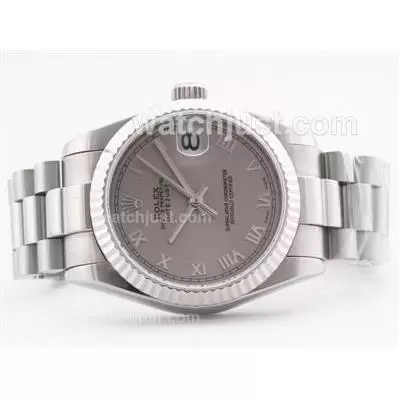 Rolex Datejust 2836 Gray Dial With Roman Marking Mid Size