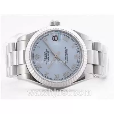 Rolex Datejust 2836 Light Blue Dial With Roman Marking Mid Size