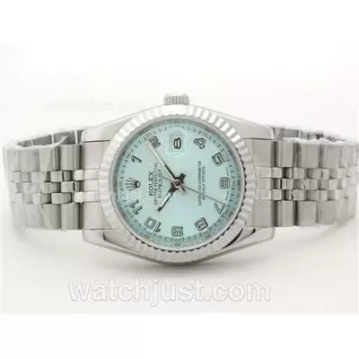 Rolex Datejust Automatic With Blue Dial Number Marking