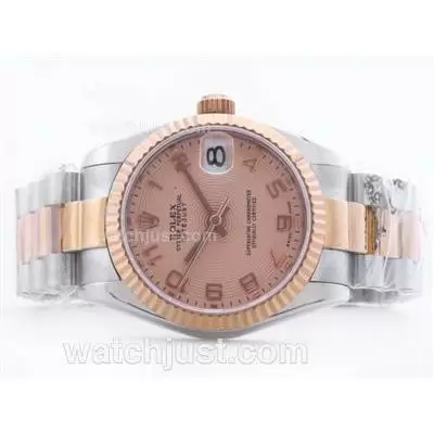 Rolex Datejust 2836 Two Tone Champagne Dial With Roman Marking Mid Size