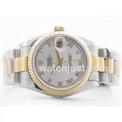 Rolex Datejust 2836 Two Tone White Dial With Roman Marking Mid Size