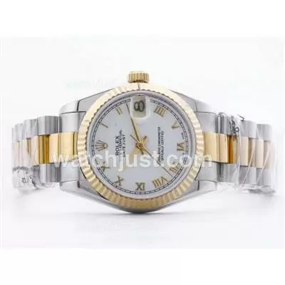 Rolex Datejust 2836 Two Tone White Dial With Roman Making Mid Size